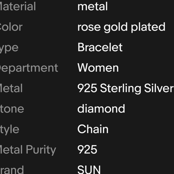 SUN ROSE GOLD-PLATED STERLING SILVER 7.50 INCH BRACELET DIAMOND X40 13.1G - Picture 11 of 14